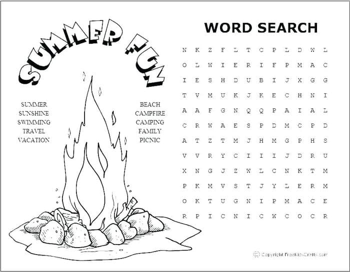 Summer Word Search Coloring Pages