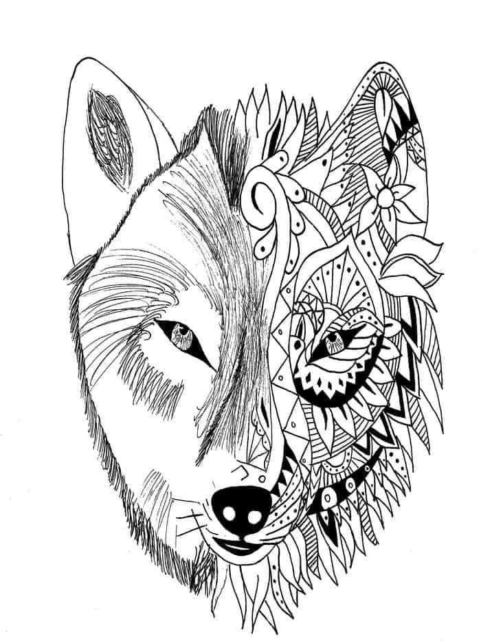 Tribal Wolf Coloring Pages