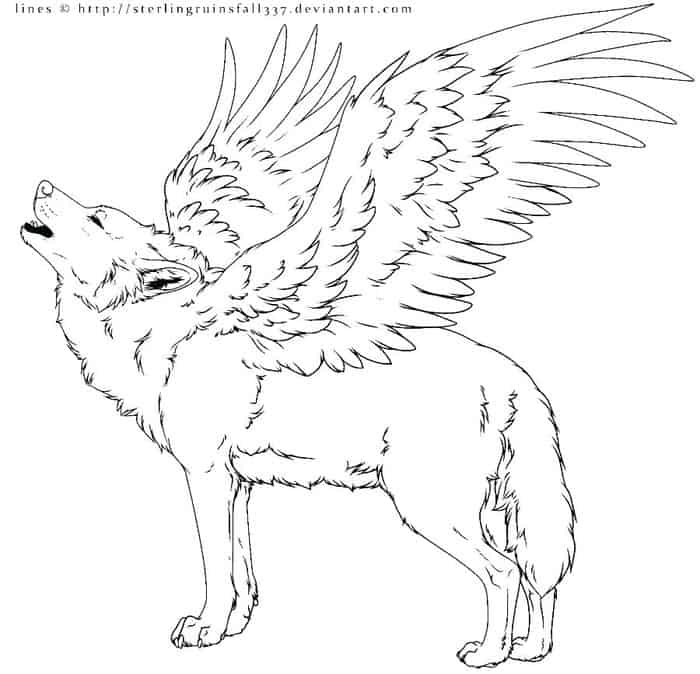 Wolf With Wings Coloring Pages