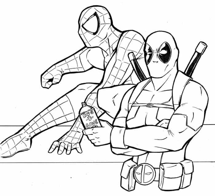 deadpool and spiderman coloring pages