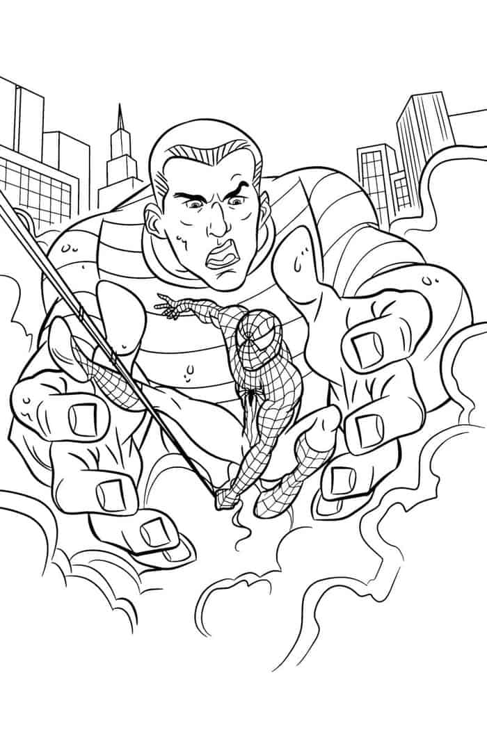 spiderman vs Sandman coloring pages