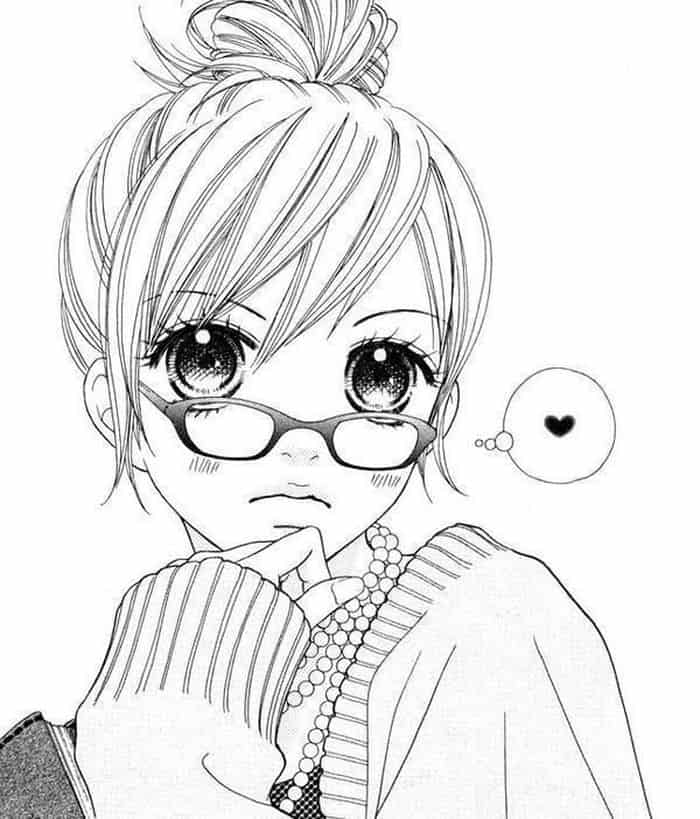 Anime School Girl Coloring Pages 1