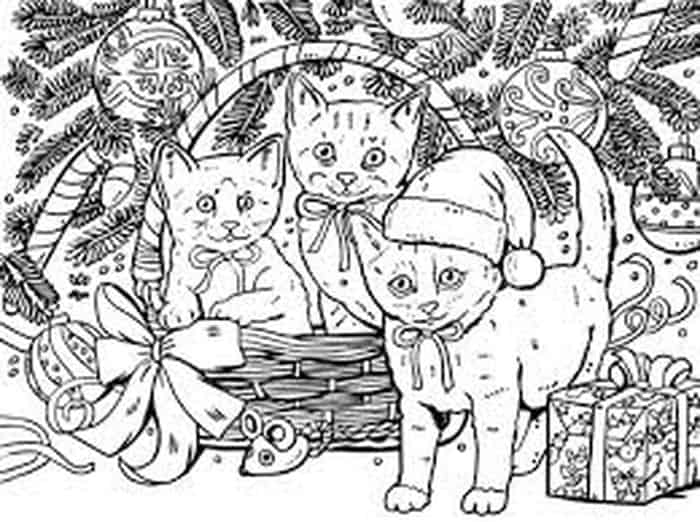 Christmas Cat Coloring Pages