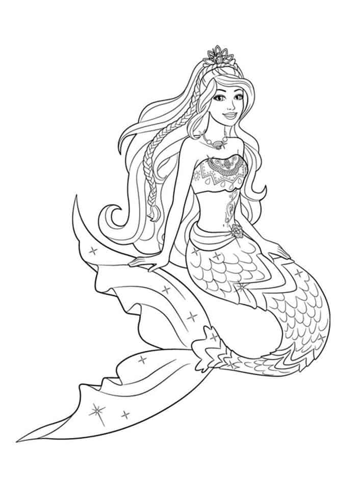 Cute Barbie Mermaid Coloring Pages