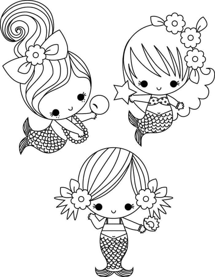 Cute Mermaid Coloring Pages