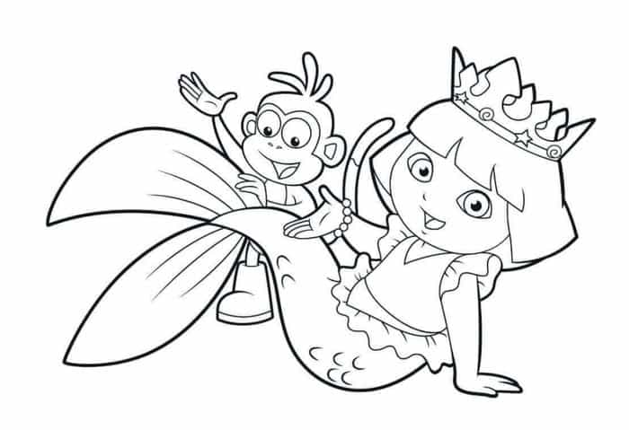 Dora In Mermaid Custom Coloring Pages