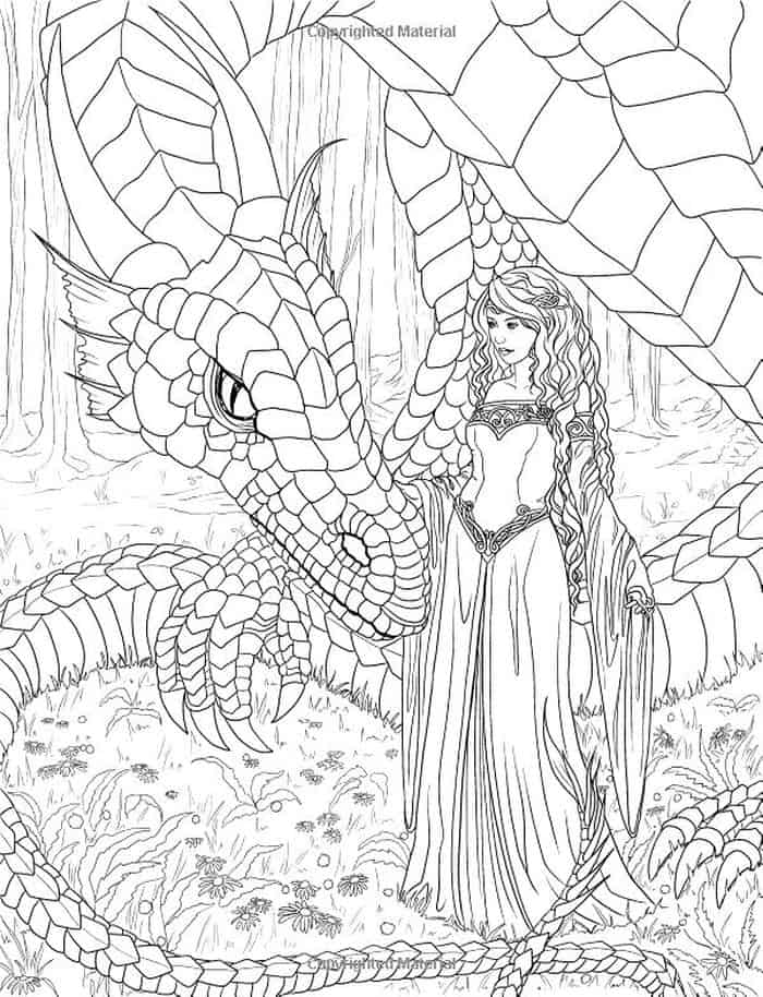 Fairy And Dragon Coloring Pages