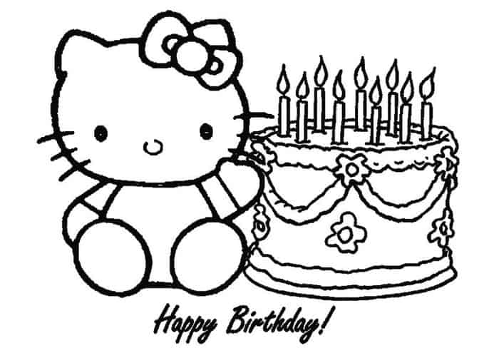 Hello Kitty Birthday Coloring Pages