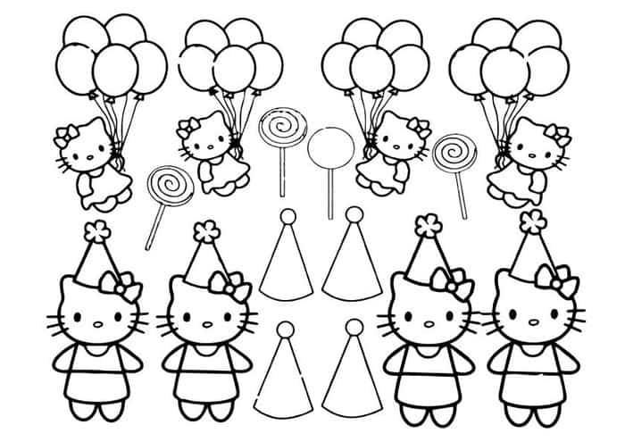 Hello Kitty Happy Birthday Coloring Pages