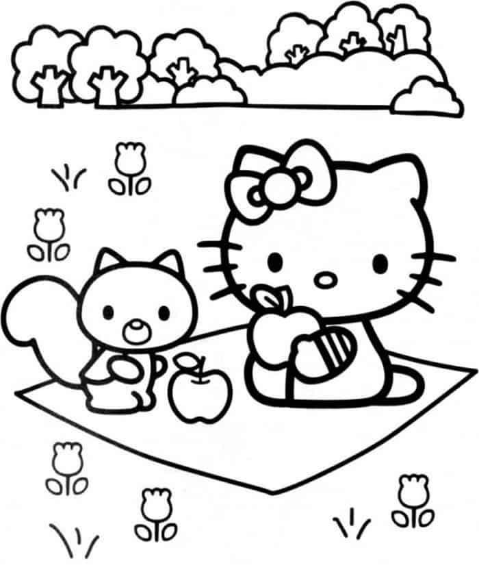 Hello Kitty Picnic Coloring Pages
