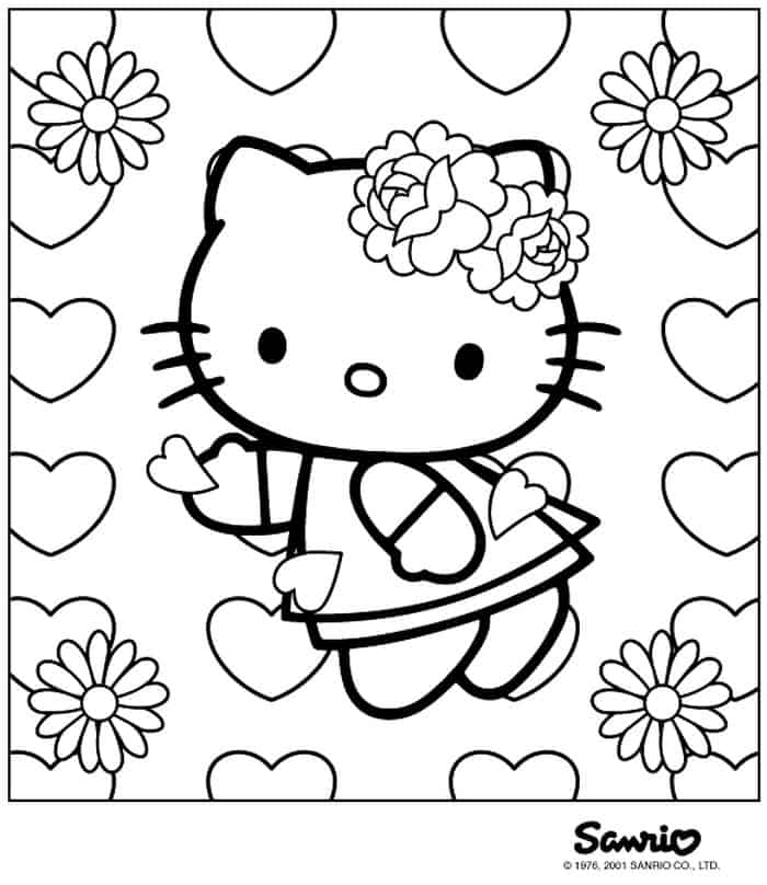 Hello Kitty Valentine Coloring Pages