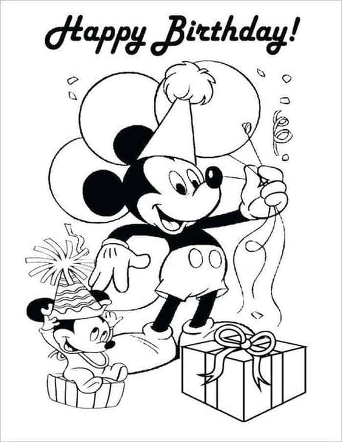 Mickey Mouse Birthday Coloring Pages