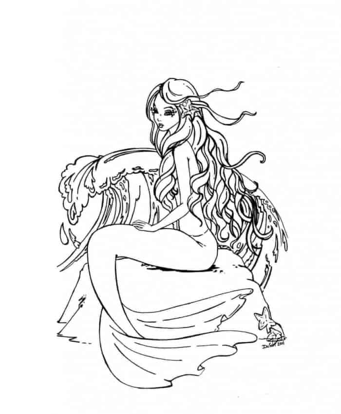 Realistic Mermaid Coloring Pages