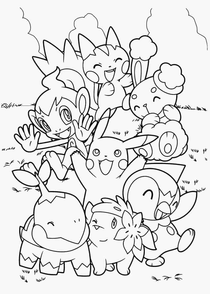 Squirtle Pikachu And Charmander Together Coloring Pages