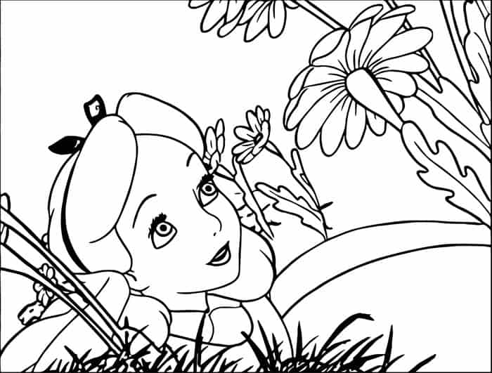 Alice In Wonderland Flowers Coloring Pages