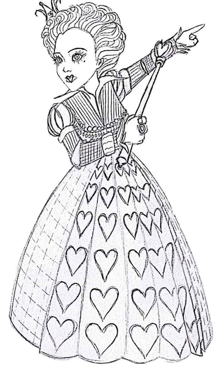 Alice In Wonderland Queen Of Hearts Coloring Pages