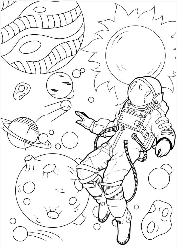 Astronaut In Space Coloring Pages