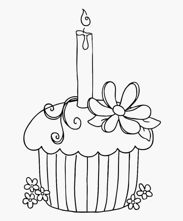 Cupcake Coloring Pages Birthday