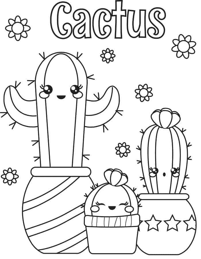 Cute Cactus Coloring Pages