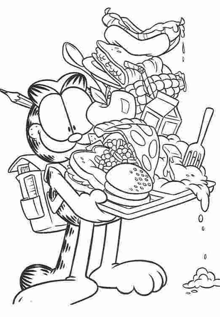 Garfield Eating Coloring Pages 1