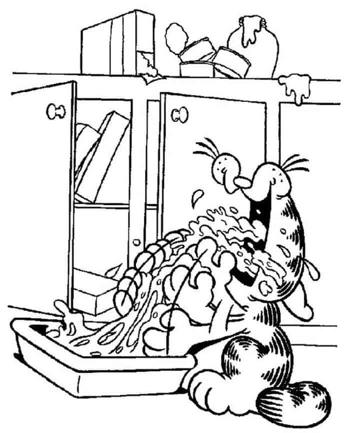 Garfield Eats Lasagna Coloring Pages 1