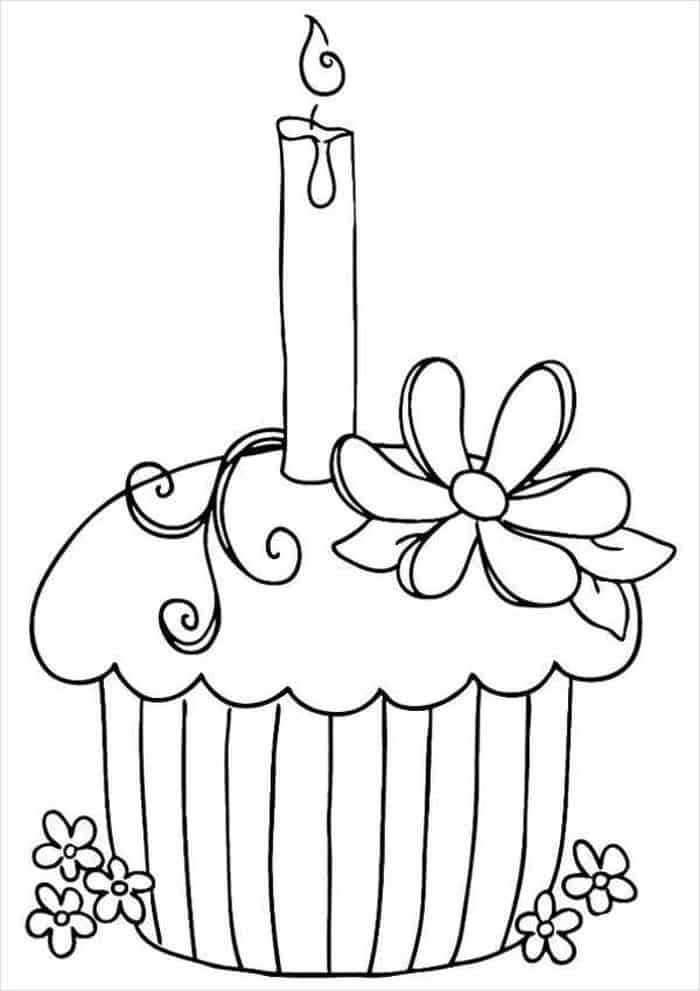 Happy Birthday Cupcake Coloring Pages
