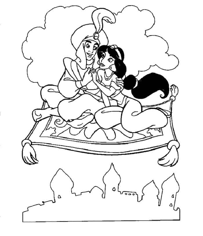 Jasmine And Aladdin Coloring Pages