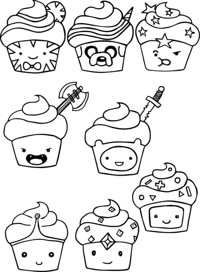 Kawaii Coloring Pages Cupcake