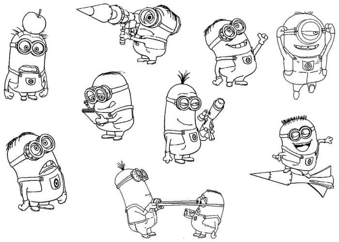 Minion Coloring Pages With Alot Of Minions In The Photos