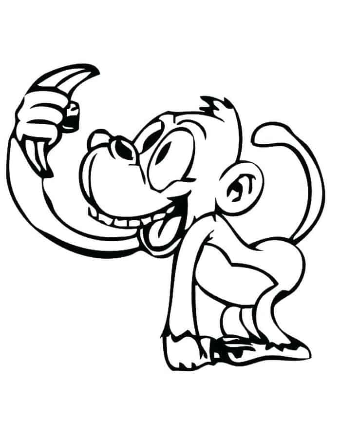 Monkey Holding Banana Coloring Pages