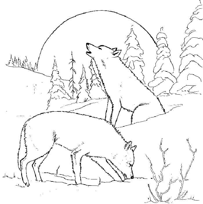 Anime Christmas Wolves Coloring Pages