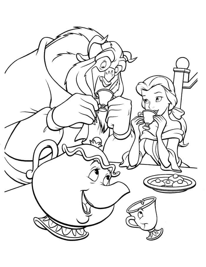 Beauty And The Beast All Characters Coloring Pages