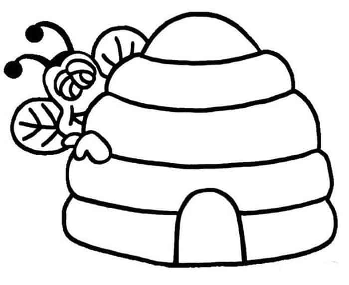 Beehive And Bee Coloring Pages