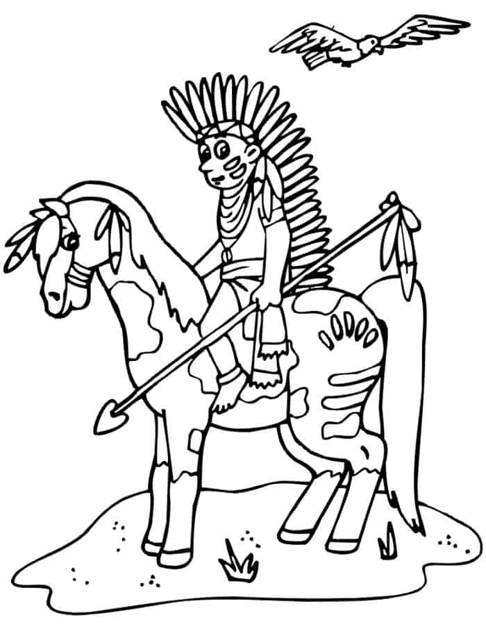 Cowboy Indian Coloring Pages
