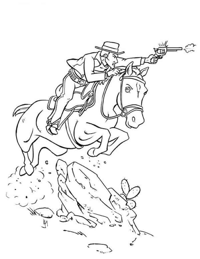 Cowboy Riding Horse Coloring Pages
