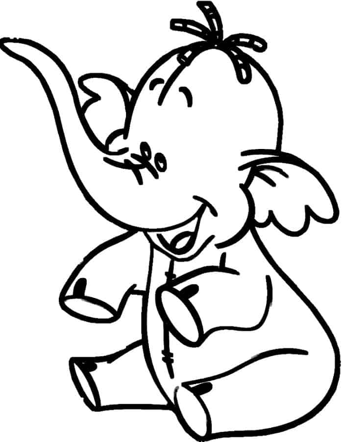 Cute Baby Elephant Coloring Pages