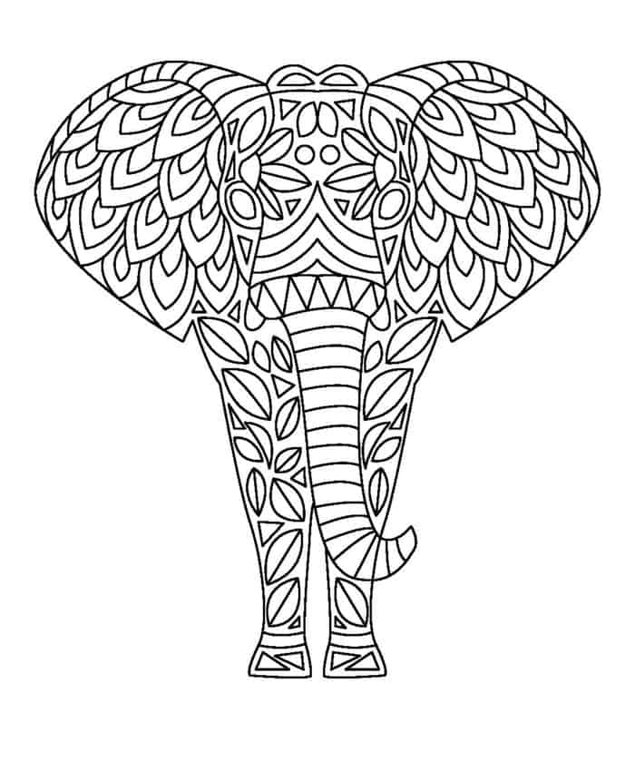 Elephant Zentangle Coloring Pages