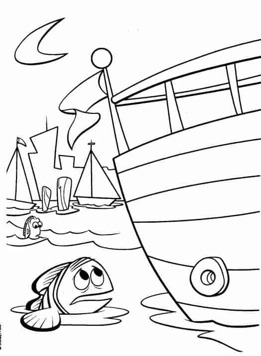Finding Nemo Touching The Boat Coloring Pages