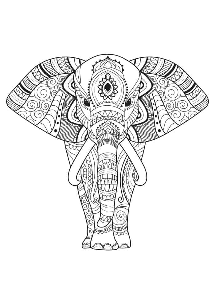Free Elephant Mandala Coloring Pages