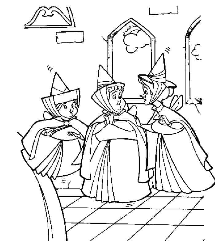 Images Of Sleeping Beauty And Her Faries Coloring Pages