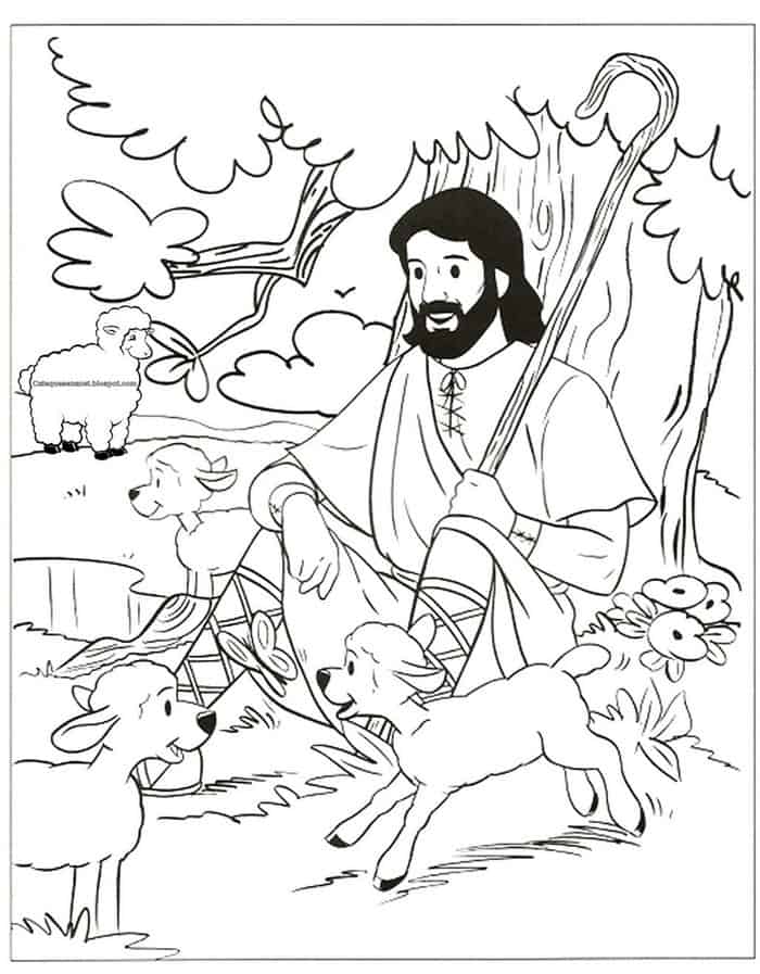 Jesus And The Sheep Resting Coloring Pages