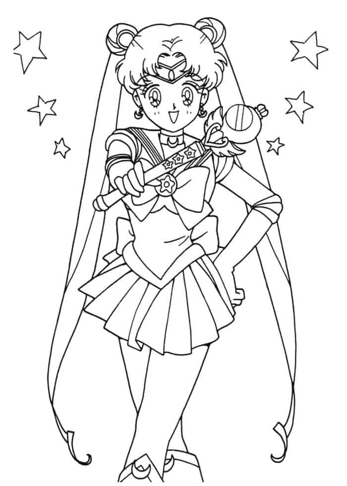 Sailor Moon Sticks Coloring Pages