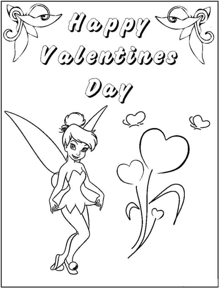 Tinkerbell Valentines Coloring Pages