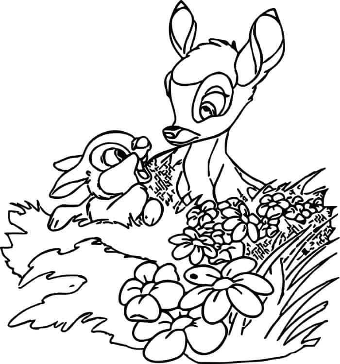Bambi And Flower Coloring Pages