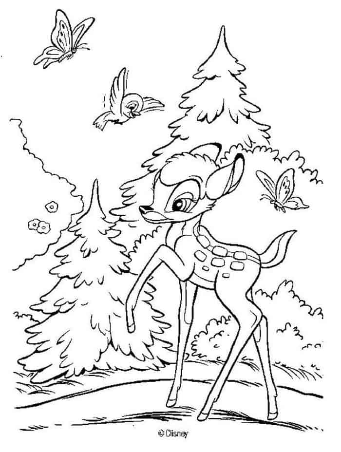 Bambi And Trees Coloring Pages