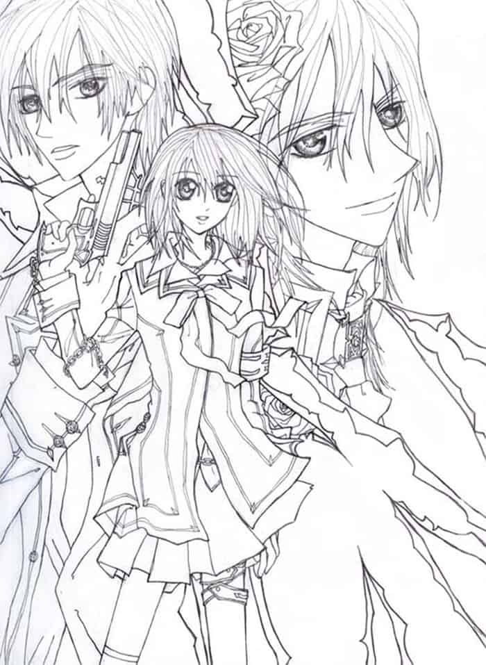 Rosario Vampire Coloring Pages With No Shirt On