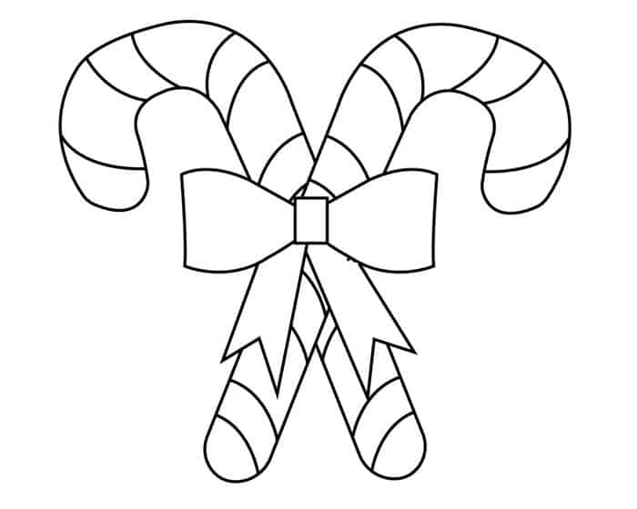 Candy Cane Coloring Pages To Print With Two Candy Canes And A Bow