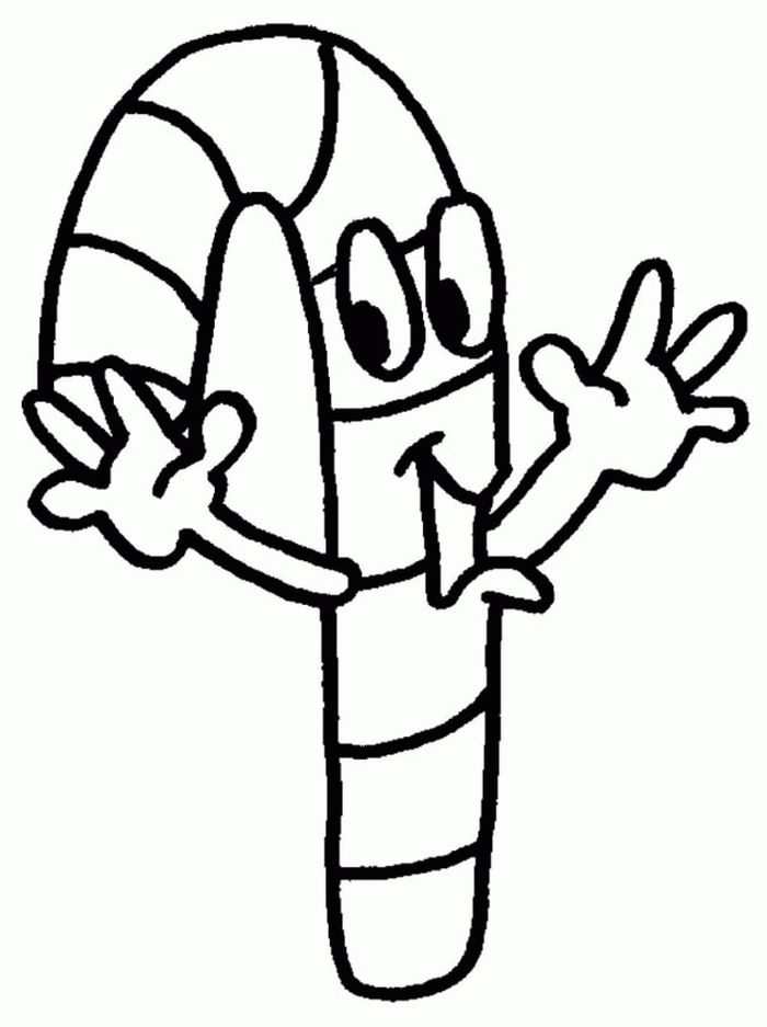 Candy Cane With Face Coloring Pages