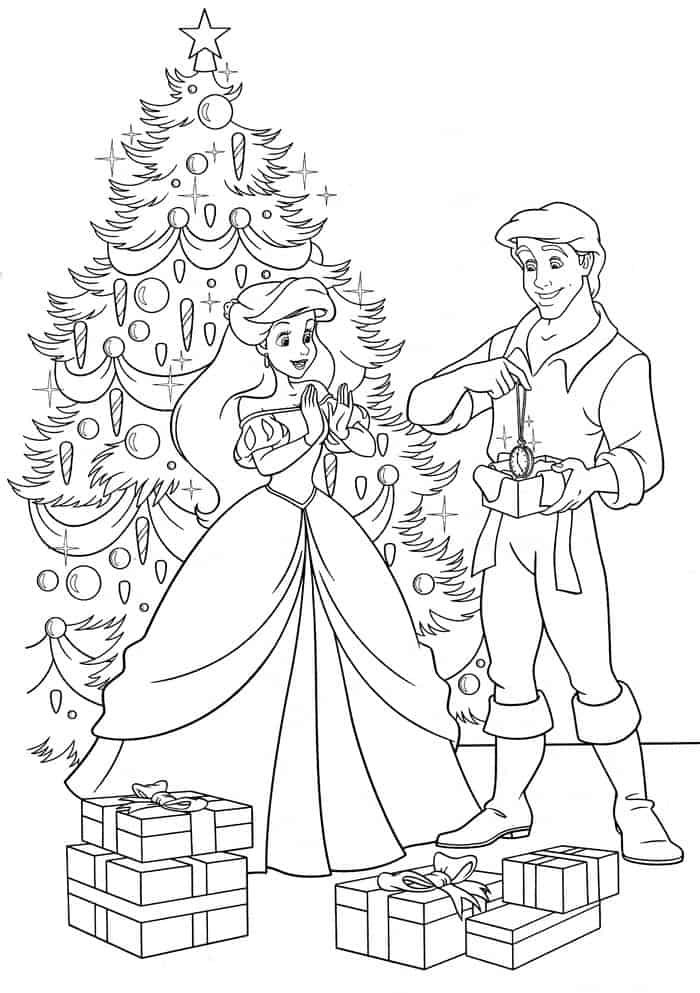 Christmas Ariel Coloring Pages