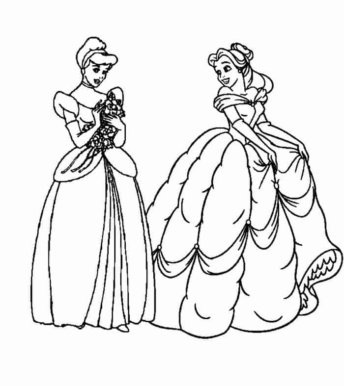 Cinderella And Belle Coloring Pages